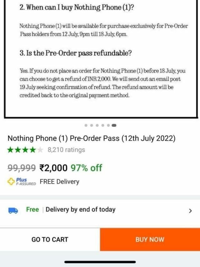 Nothing Phone (1) start pre order flipkart without any invite code