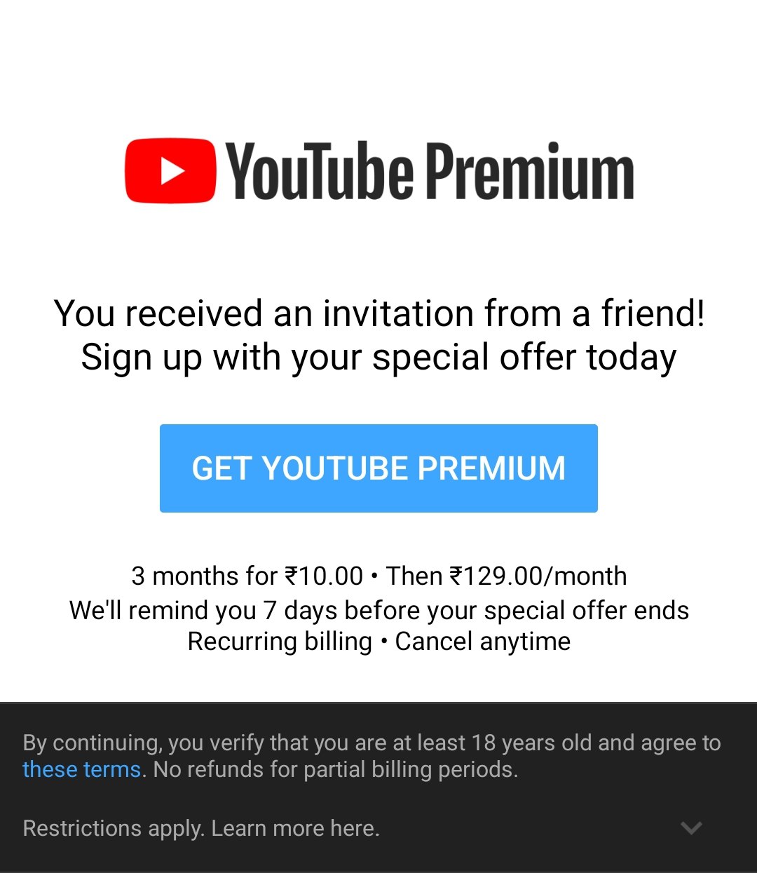 Youtube Premium ยูทูป พรีเมี่ยม | ไม่มีโฆษณา  เล่นขณะใช้งานแอพอื่นหรือปิดหน้าจอ | Lazada.co.th
